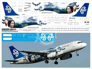 Airbus A320 Air New Zealand Lord of the Rings Arwen - ZK-OJA  decals 1/144 Pas-Decals
