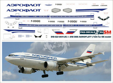 Airbus A310 Aeroflot F-OGQQ SKALA 1/144 Pas-decals
