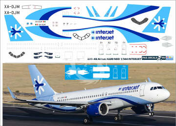 Airbus A320 NEO InterJet XA-DJM - kalkomania Pas-Decals w skali 1/144