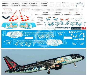 Airbus A320 Brussil Airlines Tintin - 00-SNB decals 1/144 Pas-Decals