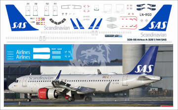 Airbus A320 NEO SAS LN-RGO - kalkomania pas-Decals w skali 1/144