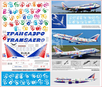 Boeing 747-400/747-300  Rus-Air Transaero Russia 2015 EI-XLK decals 1/144 Pas-Decals