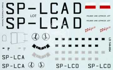 Kalkomania do Douglas C-47A PLL LOT, Lima Oscar Decals LD144-004 skala 1/144