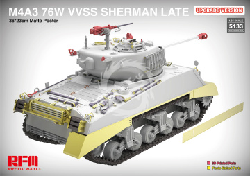 M4A3 Sherman 76W VVSS Late Upgrade Version -  Rye Field Model RFM5133 skala 1/35