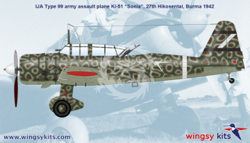 Model plastikowy IJA Type 99 army assault plane Ki-51 “Sonia”, WINGSY KITS D5-04, skala 1/48