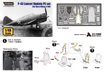 Republic P-43 Lancer Update PE Set for Dora Wings Wolfpack  WW48025 skala 1/48