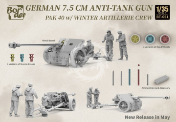 German 7.5cm Anti-Tank Gun PaK 40 w/Winter Artillery Crew - Border Model BT-051 skala 1/35