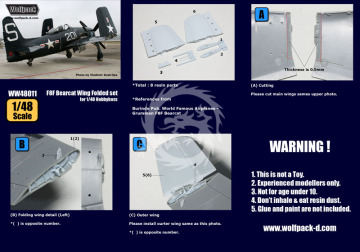 Zestaw dodatków Westland F8F Bearcat Wing Folded set (for Hobbyboss 1/48), Wolfpack WW48011 skala 1/48