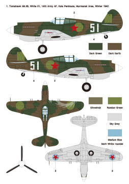 Zestaw kalkomanii P-40 Warhawk Part.2 - Land-Lease Warhawk/Tomahawk in VVS, Wolfpack WD48016 skala 1/48