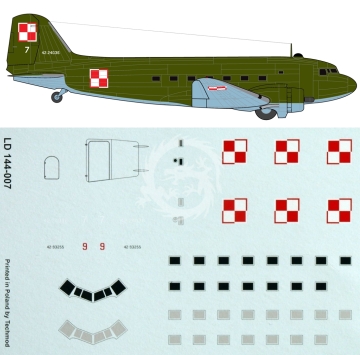 Kalkomania do Douglas C-47 LWP, Lima Oscar Decals LD144-007 skala 1/144