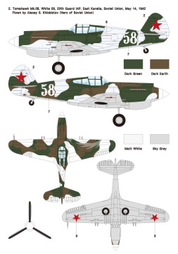 Zestaw kalkomanii P-40 Warhawk Part.2 - Land-Lease Warhawk/Tomahawk in VVS, Wolfpack WD48016 skala 1/48