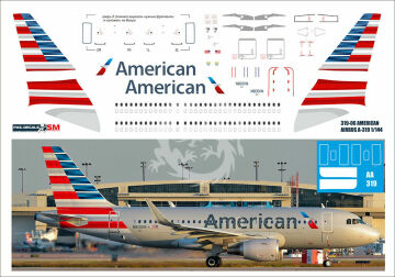 Airbus A319 American airlines N800IN - Kalkomania Pas-Decals w skali 1/144