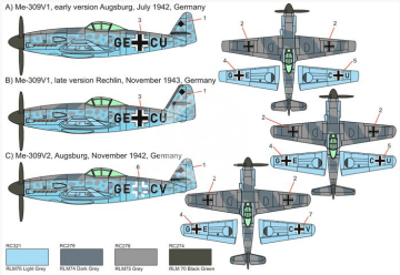  Messerschmitt Me-309 V-1/V-2 Brengun BRP144015 skala 1/144