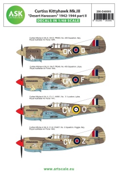 Curtiss Kittyhawk Mk.III ASK 200-D48005 skala 1/48
