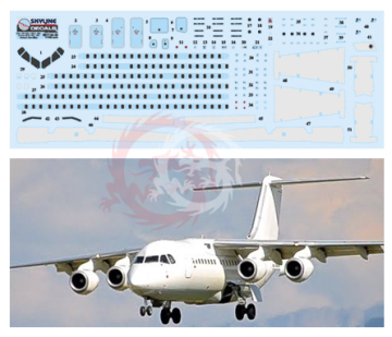 Kalkomania do BAe146/Avro RJ85-100 Stencilling Skyline SKY144-45 skala 1/144
