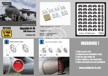 Zestaw dodatków Ilyushin Il-76 FOD Cover set (for Zvezda 1/144), Wolfpack WP14405, skala 1/144