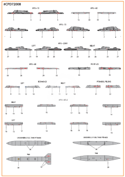 Zestaw kalkomanii - MiG-23ML, MLA, MLD, P, MLAE standard stencils for CP kits and other Clear Prop CPD72008 skala 1/72