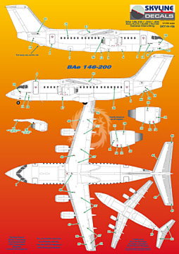 Kalkomania do BAe146/Avro RJ85-100 Stencilling Skyline SKY144-45b skala 1/144
