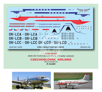 Avia Av-14/24 - IL-14P - IŁ - 14P Short version - Czechoslovak Airlines decal BOA44123