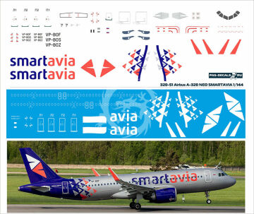 Airbus A320 NEO SmartAvia VP-BOF - Kalkomania Pas-Decals w skali 1/144