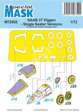 Maski do SAAB 37 Viggen Single Seater Mask Special Hobby M72002 skala 1/72