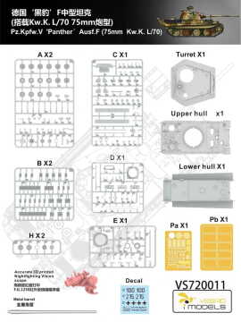 Pz.Kpfw. V Ausf. F Panther (75mm KwK L/70) Vespid Models  VS720011 skala 1/72