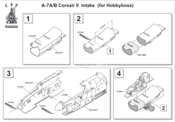 Zestaw A-7A/B Corsair II intake (for Hobbyboss) Cat4 R48064 skala 1/48