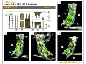 Harrier GR.3, GR.7, GR.9 Seat belts - Metallic Details MDP72016 skala 1/72