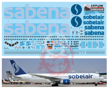 Boeing B767 Sabena'90s Skyline Decals SKY144-25 skala 1/144