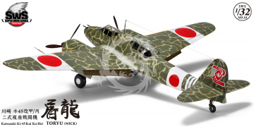 Kawasaki Ki-45 Kai Ko/Hei Toryu (Nick) Zoukei-Mura SWS14 skala 1:32  Nowy model do samodzielnego posklejania i pomalowania, nie zawiera kleju ani farb.