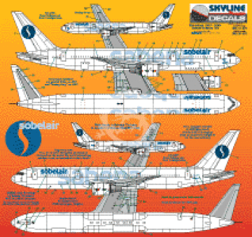 Boeing B767 Sabena'90s Skyline Decals SKY144-25 skala 1/144