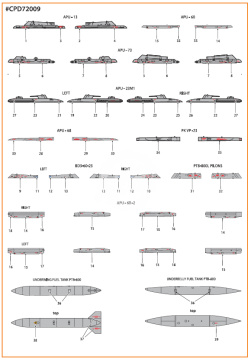 Kalkomania -MiG-23ML, MLA, MLD, P, MLAE standard English stencils Clear Prop CPD72009 skala 1/72