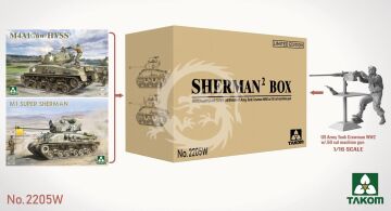 NA ZAMÓWIENIE - Sherman2 Box M4A1 (76w) HVSS + M1 Super Sherman + US Army Tank Crewman Limited Edition - Takom TAK2205W  