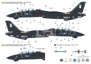 Zestaw kalkomanii F-14A Tomcat Part.1 VX-4 Evaluators - Vandy 1 (for Academy 1/72), Wolfpack WD72009 skala 1/72