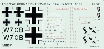  Focke-Wulf Fw 189 A-1 Night Fighter Great Wall Hobby GWH L4801 skala 1/48