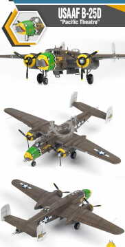 Model plastikowy North American B-25D Pacific Theatre Academy 12328 skala 1/48