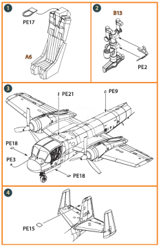 Zestaw częśći - OV-1 A/JOV-1A Mohawk PE parts and painting mask for CP kits Clear Prop CPA144002 skala 1/144