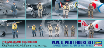  WWII Pilot Figure Set Japanese, German, US/British Hasegawa 36007-1200 X48-7 skala 1/48