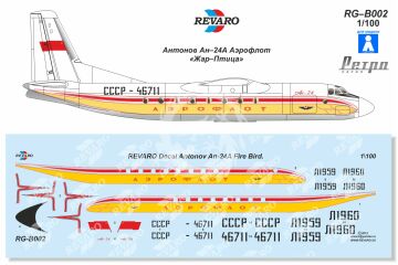 Kalkomania do Antonow AN-24A Aeroflot REVARO RG-B002 skala 1/100