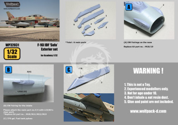 Zestaw dodatków F-16I IDF 'Sufa' Exterior set (for Academy 1/32), Wolfpack WP32031 skala 1/32