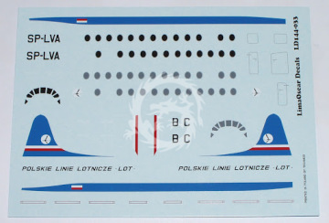Zestaw kalkomanii Vickers Viscount 800 PLL LOT Lima Oscar Decals LD44-033 skala 1/144