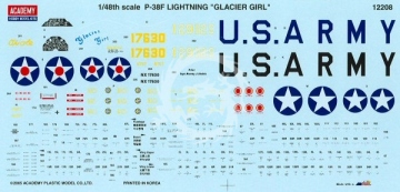 P-38F Glacier Girl Academy 12208 skala 1/48