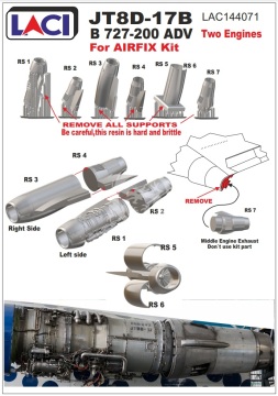 Silnik Pratt & Whitney P&W JT8D-17 do samolotu Boeing 727 ADV Laci LAC144071 skala 1/144