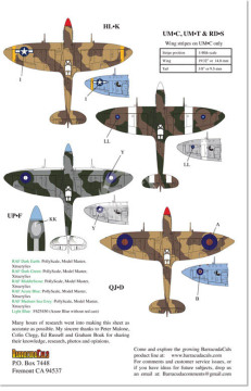 Zestaw kalkomanii Spitfire Mk.VIII Part 1 BarracudaCals BC48008 skala 1/48