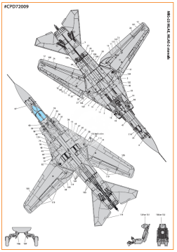 Kalkomania -MiG-23ML, MLA, MLD, P, MLAE standard English stencils Clear Prop CPD72009 skala 1/72
