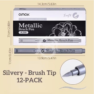 Marker Metaliczny w kolorze srebrnym z Elastyczną Końcówką Pędzelkową