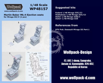 Martin Baker Mk.4 Ejection Seat Set (2 pcs) for Mirage III/V - Wolfpack  WP48157 skala 1/48