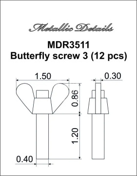 NA ZAMÓWIENIE - Butterfly screw 3 1.5 mm (12 pcs.) - Metallic Details MDR3511 skala 1/35