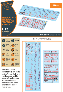 Kalkomania- MiG-23ML, MLA standard stencils for grey paint schemes for CP kits and other Clear Prop CPD72010 skala 1/72