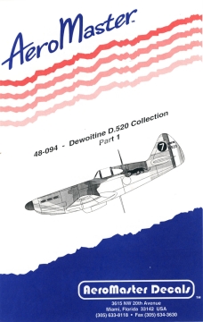 Dewoitine D.520 Collection Part 1 AeroMaster 48-094 skala 1/48
